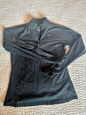 Nike Dri-FIT Half-Zip Long Sleeve Running Top Black Medium